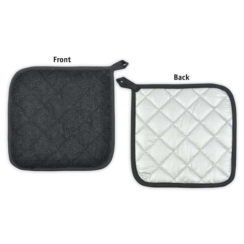 DII Terry Kitchen Potholder Set (Set of 3) - Black