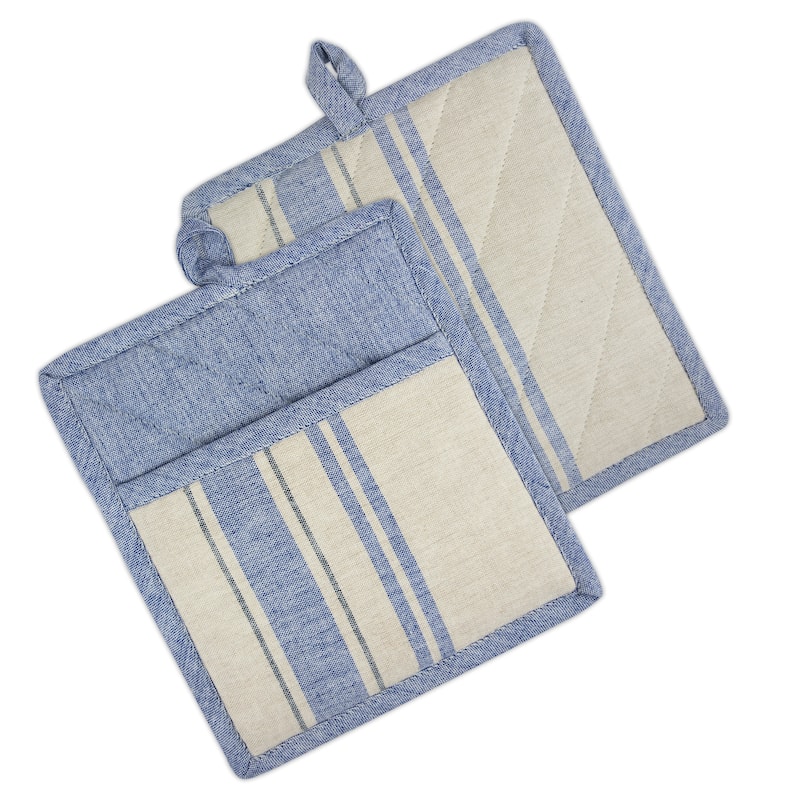 DII French Stripe Kitchen Potholder Set (Set of 2)