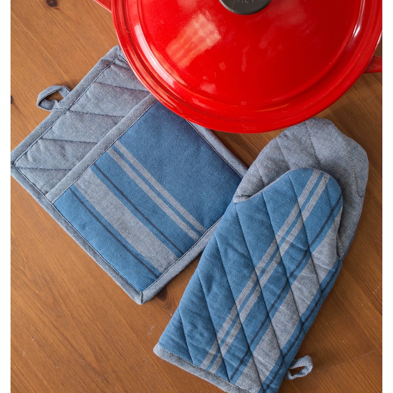 DII French Stripe Kitchen Potholder Set (Set of 2)