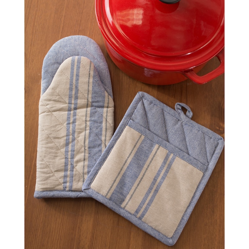 DII French Stripe Kitchen Potholder Set (Set of 2)