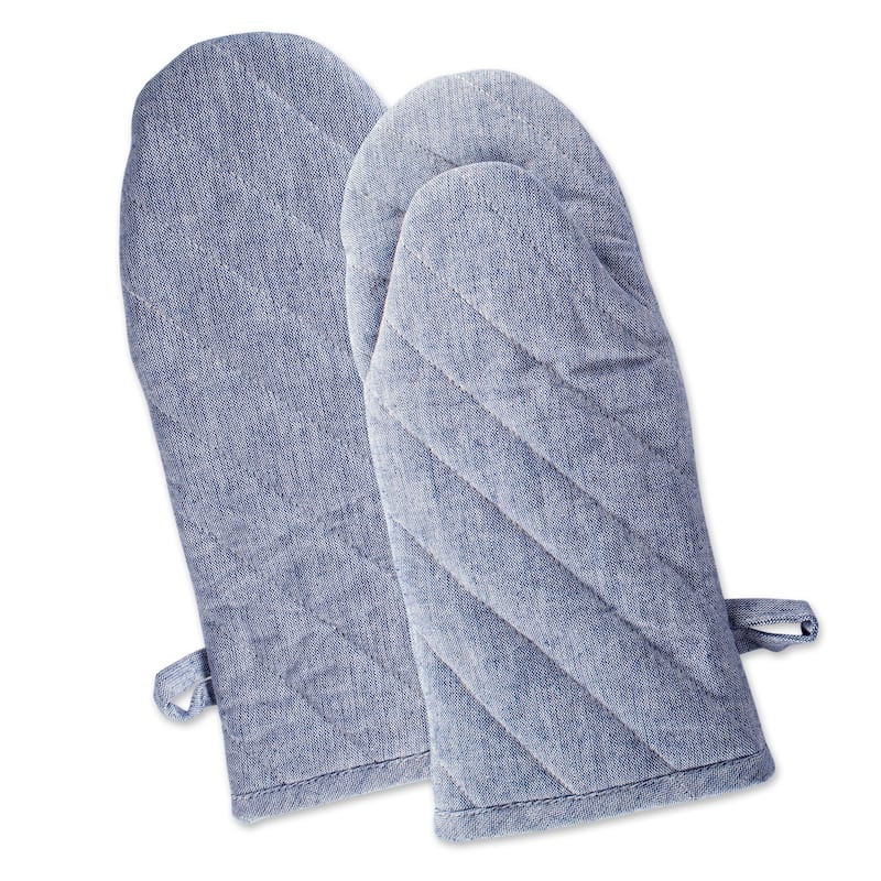 DII Solid Chambray Potholder Set (Set of 2) - Blue - Oven Mitts