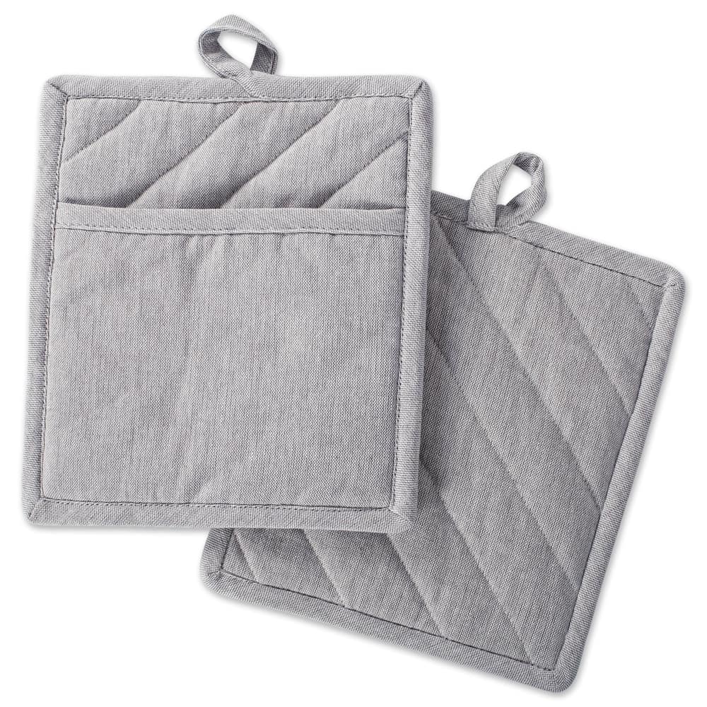 DII Solid Chambray Potholder Set (Set of 2)