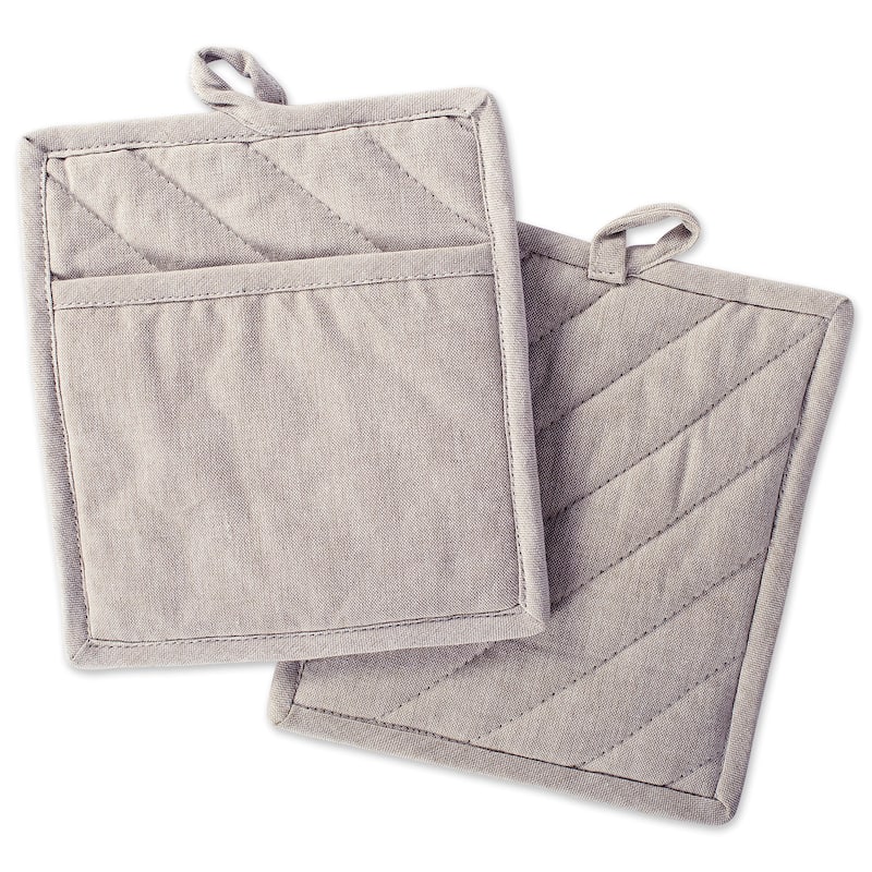 DII Solid Chambray Potholder Set (Set of 2) - Natural - Potholder Set