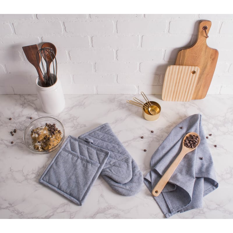 DII Solid Chambray Potholder Set (Set of 2)