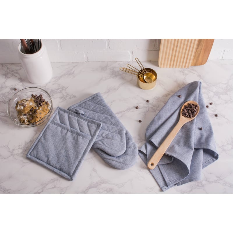 DII Solid Chambray Potholder Set (Set of 2)