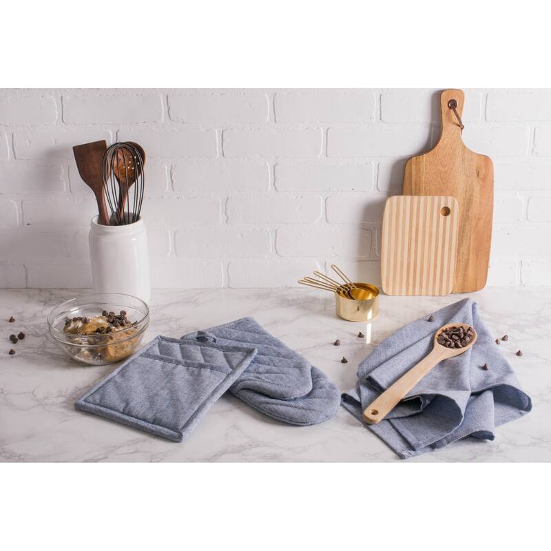 DII Solid Chambray Potholder Set (Set of 2)