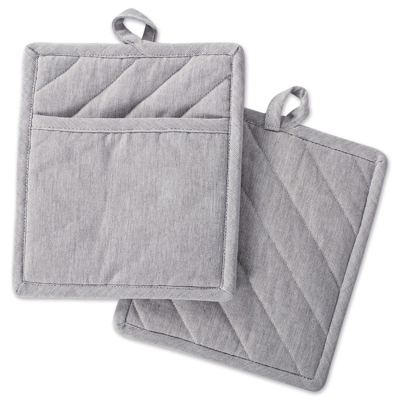 DII Solid Chambray Potholder Set (Set of 2)