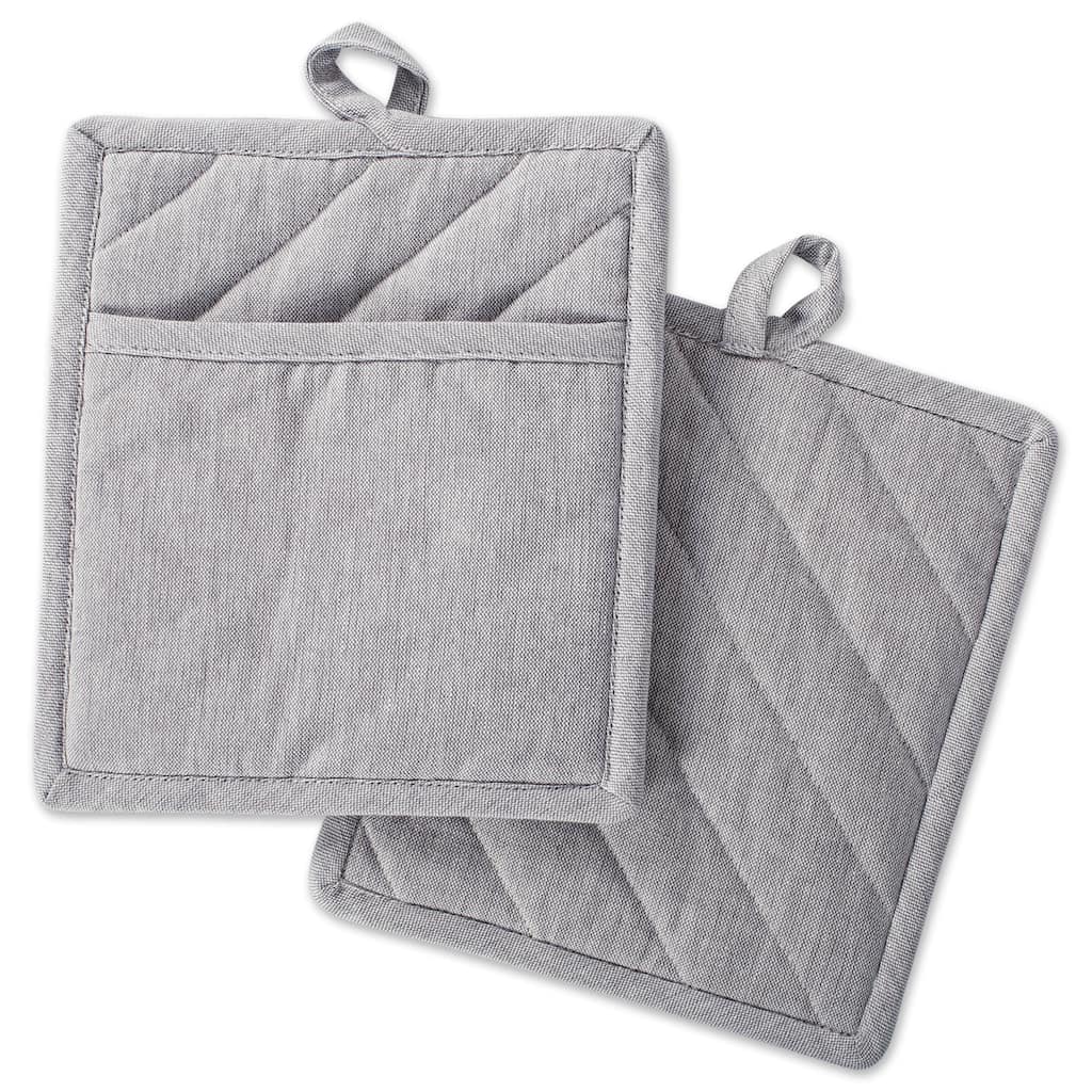 DII Solid Chambray Potholder Set (Set of 2)