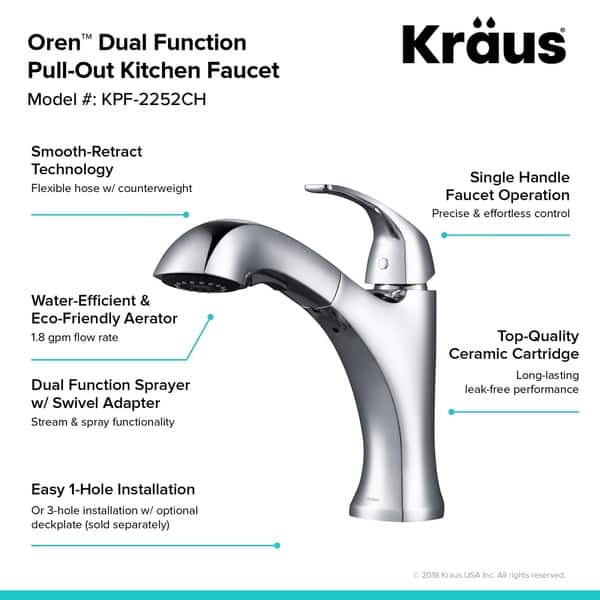 Shop Kraus Kpf 2252 Oren 1 Hole 2 Function Pull Out Kitchen Faucet