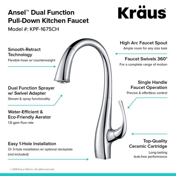 Shop Kraus Kpf 1675 Ansel 1 Hole 2 Function Pull Down Kitchen