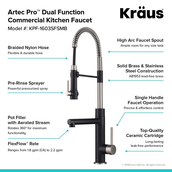 Kraus Kpf 1603ch Atrec 2 Function Commercial Style Pre Rinse Kraus Kpf 1603ch Atrec 2 Function
