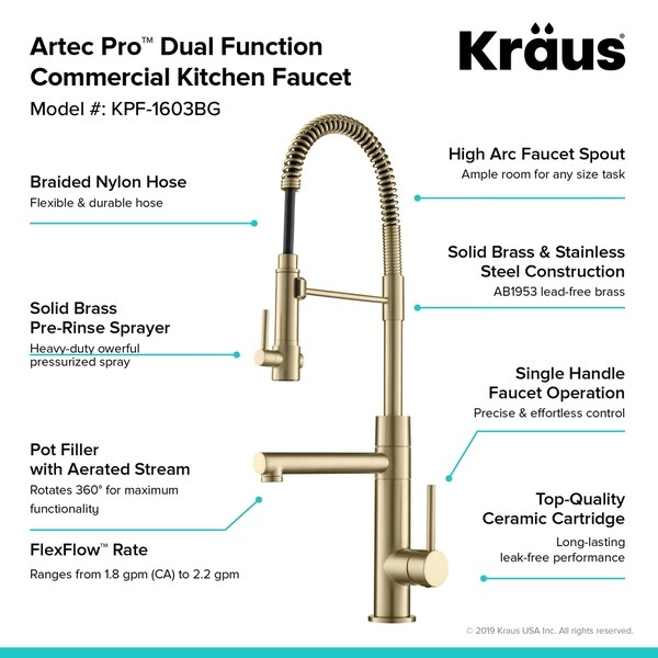 Chrome Finish Kraus Kpf 1603ch Atrec 2 Function Commercial Style