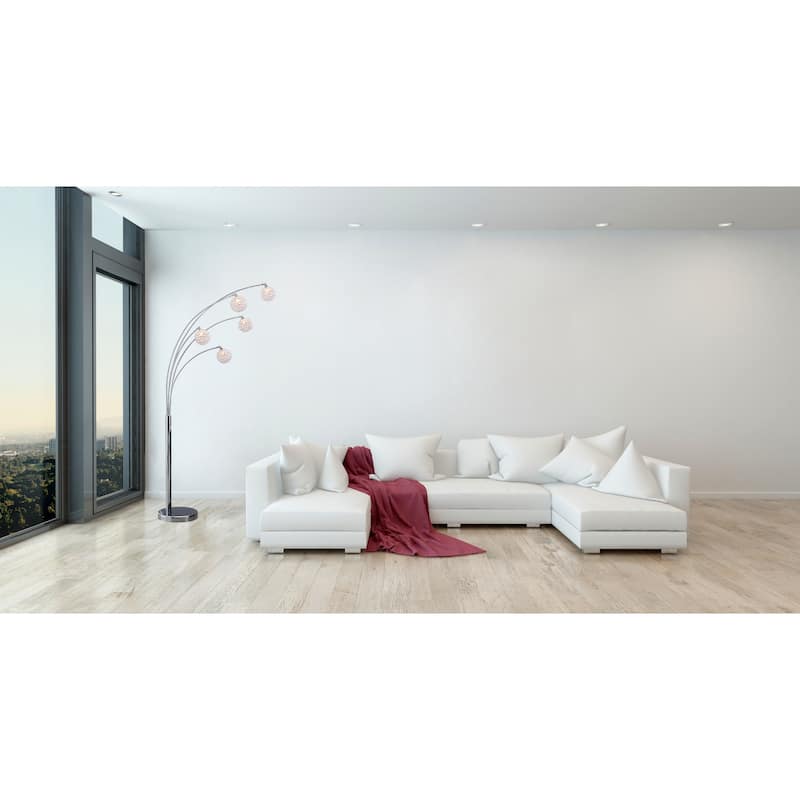 Artiva USA Quan 84" 5-Arch Crystal Ball LED Floor Lamp with Dimmer
