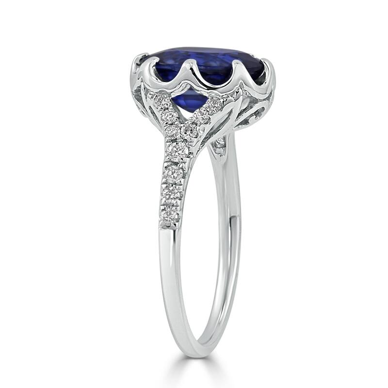 Auriya Modern 3 1/2ct Oval Blue Sapphire and Diamond Engagement Ring 1/4cttw 18K Gold