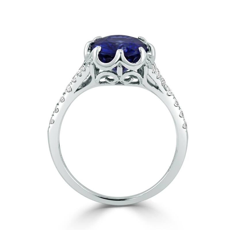 Auriya Modern 3 1/2ct Oval Blue Sapphire and Diamond Engagement Ring 1/4cttw 18K Gold