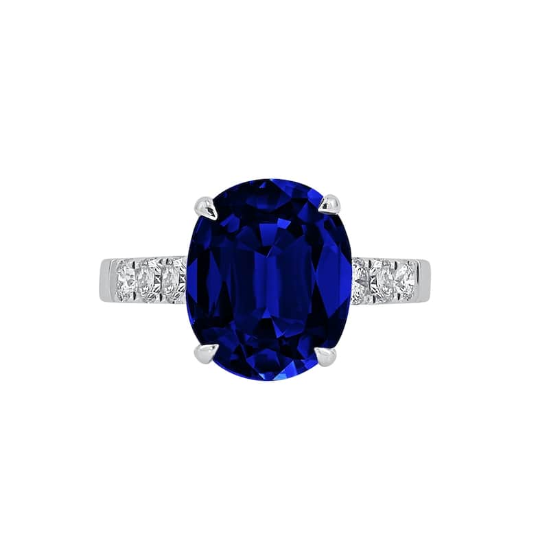 Auriya 18k Gold 6 3/4ct Oval Sapphire and 3/8ctw Diamond Engagement Ring
