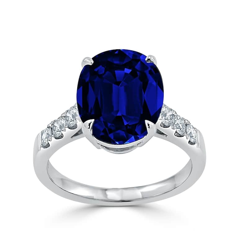 Auriya 18k Gold 6 3/4ct Oval Sapphire and 3/8ctw Diamond Engagement Ring