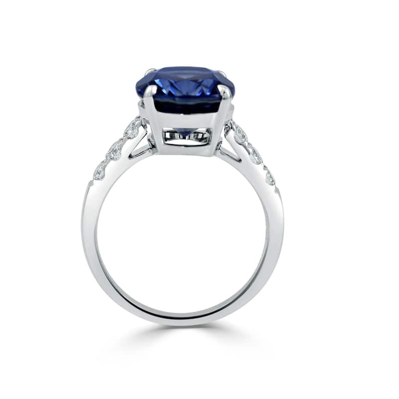 Auriya 18k Gold 6 3/4ct Oval Sapphire and 3/8ctw Diamond Engagement Ring