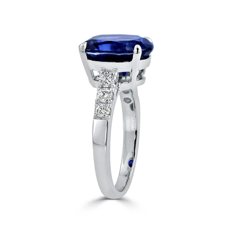 Auriya 18k Gold 6 3/4ct Oval Sapphire and 3/8ctw Diamond Engagement Ring