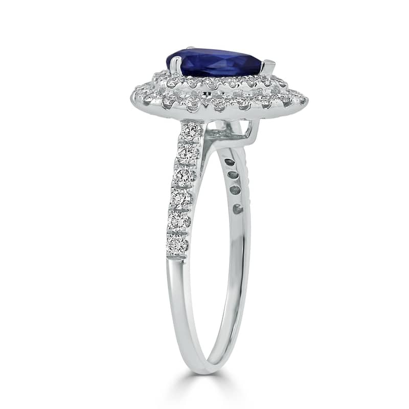 Auriya 1 1/2ct Pear-cut Blue Sapphire and 5/8ctw Diamond Engagement Ring 18K Gold
