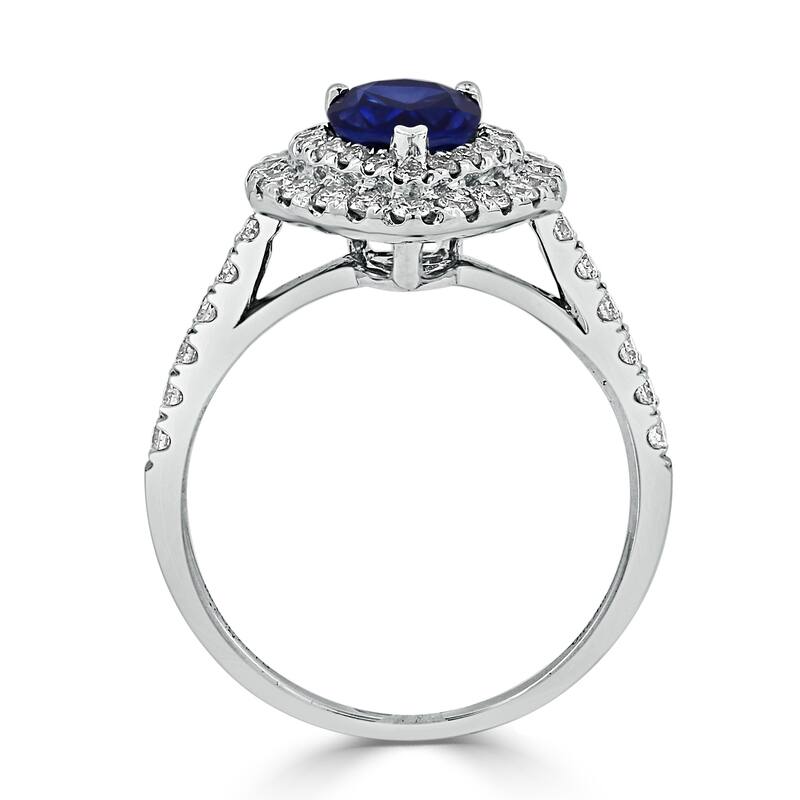 Auriya 1 1/2ct Pear-cut Blue Sapphire and 5/8ctw Diamond Engagement Ring 18K Gold