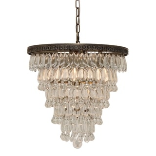 The Weston 7 Light Round Glass Drop Pendant - N/A (Antique Brass - Traditional/Glam/Modern & Contemporary - Antiqued) - Chandeliers For Bedrooms by Overstock.com
