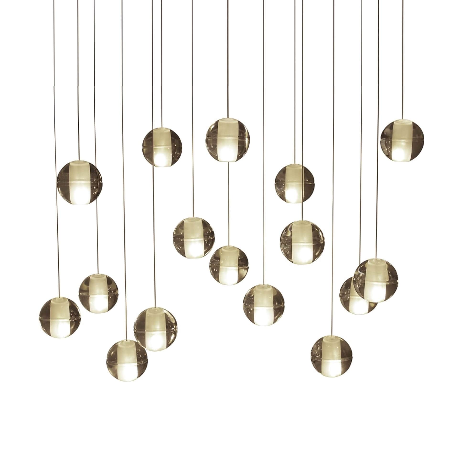 Orion 16 Light Rectangular Floating Glass Globe Led Chandelier Brass On Sale Overstock 24218328
