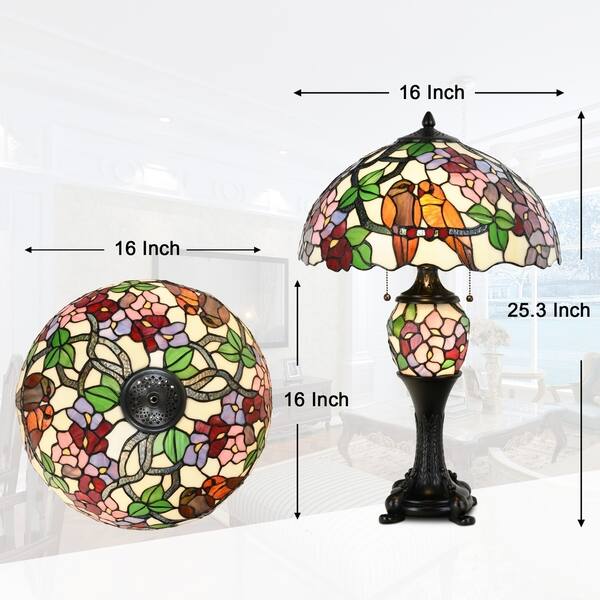 Shop Tiffany Style Pumpkin Light Table Lamp Victorian Hummingbird