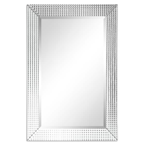 Bling Beveled Glass Rectangle Wall Mirror Bathroom Bedroom Living Room Ready To Hang Clear Overstock 24220388 24 In X 1 26 In X 36 In