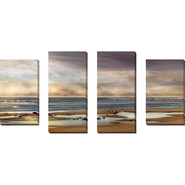 "Tidal Pool" by Mike Calascibetta Print on Canvas Set of 4 - gray