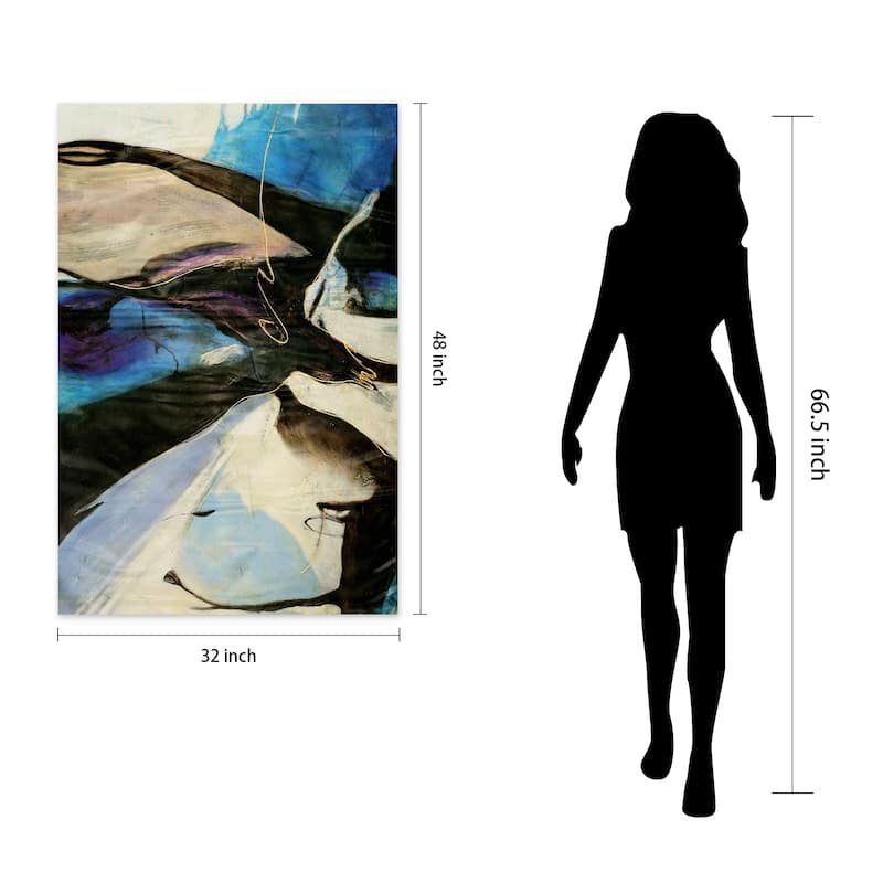 "Motivos" Abstract Frameless Tempered Art Glass Wall Art - Multi-color