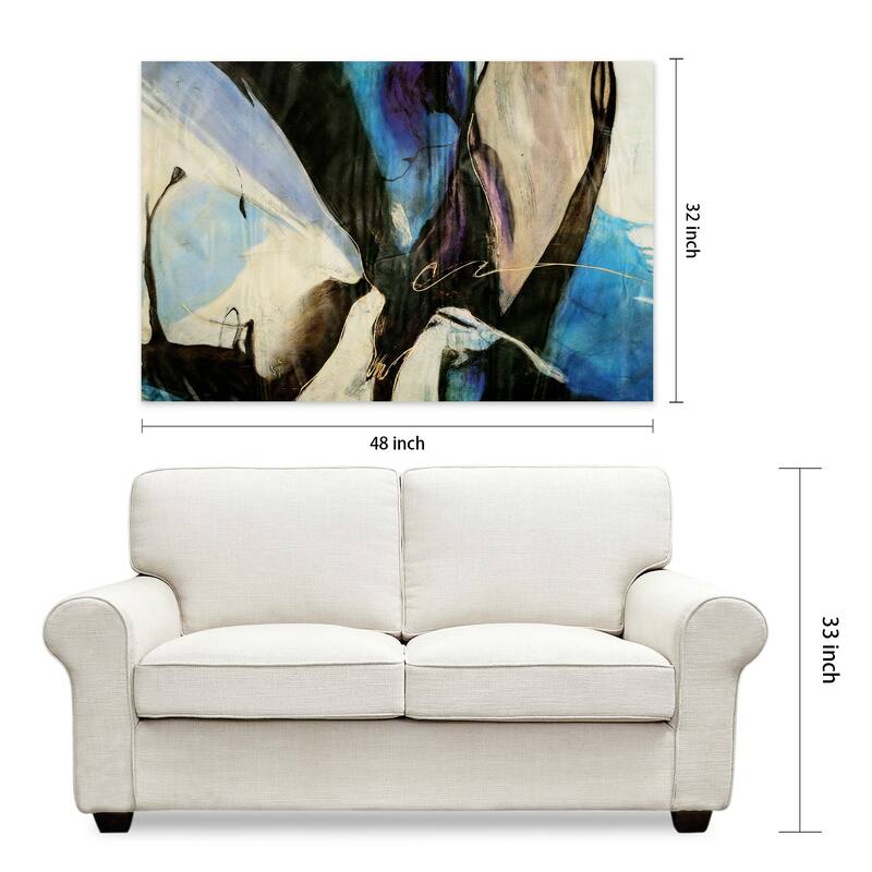 "Motivos" Abstract Frameless Tempered Art Glass Wall Art - Multi-color