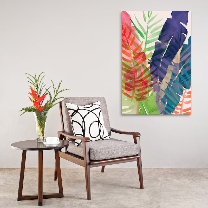 "Electric Palms 1" Graphic Wall Art on Free Floating Tempered Glass - Multi-color