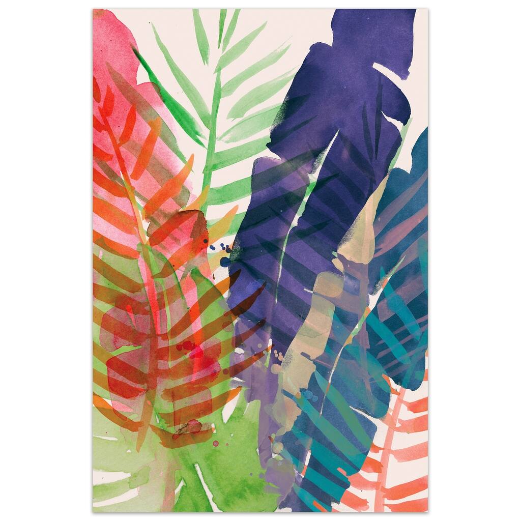 "Electric Palms 1" Graphic Wall Art on Free Floating Tempered Glass - Multi-color
