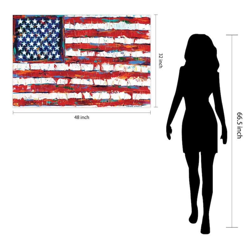 "Dramatic Stars & Stripes" American Flag Wall Art on Tempered Glass