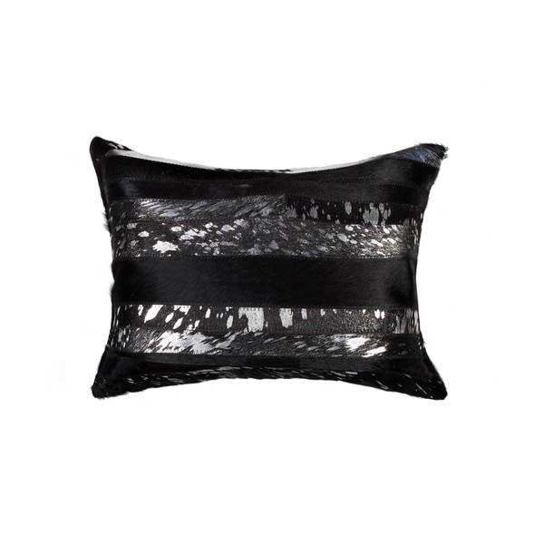 Torino Madrid Cowhide Pillow 12"X20" - Black & Silver