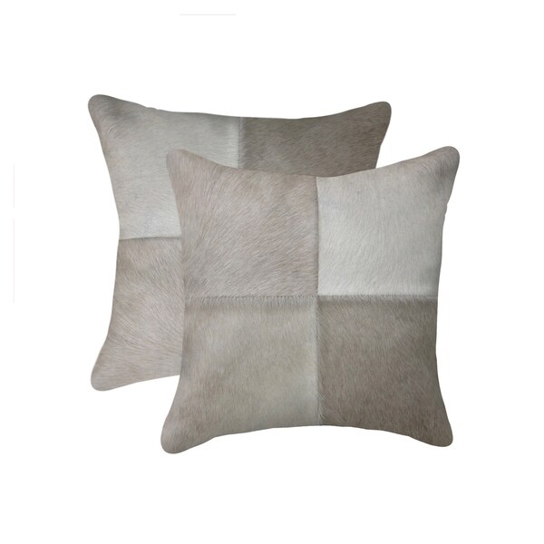 2-Pack Torino Quattro Cowhide Pillow 18"X18" - Grey