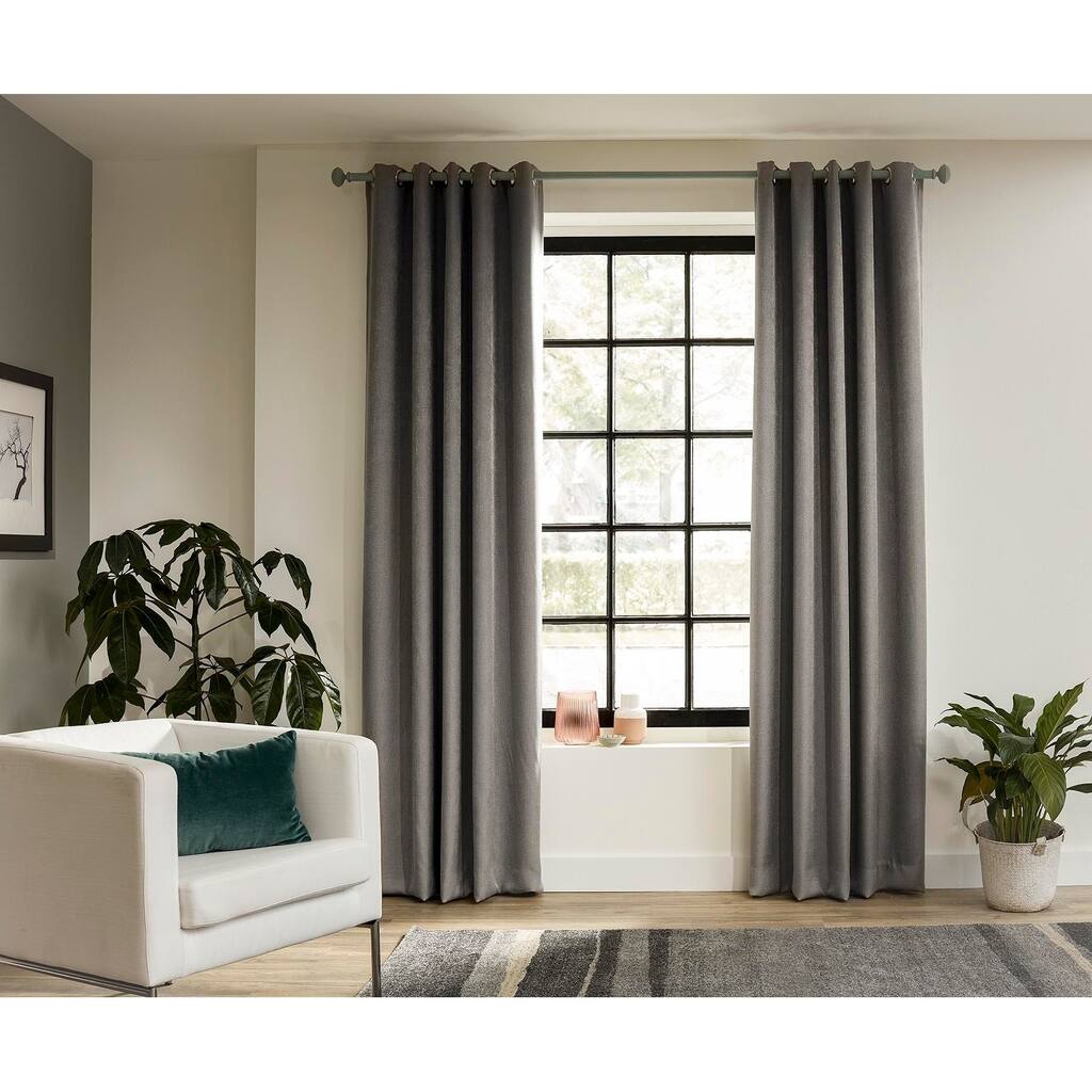 Intensions Forest Collection 95 Inch Curtain Rod with Bell Finials and Ceiling Brackets - 95 inches