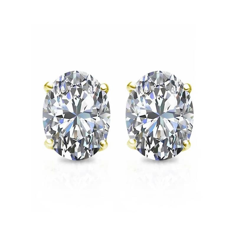 Auriya 2ctw Oval Diamond Stud Earrings 14k Gold (G-H, SI1-SI2)