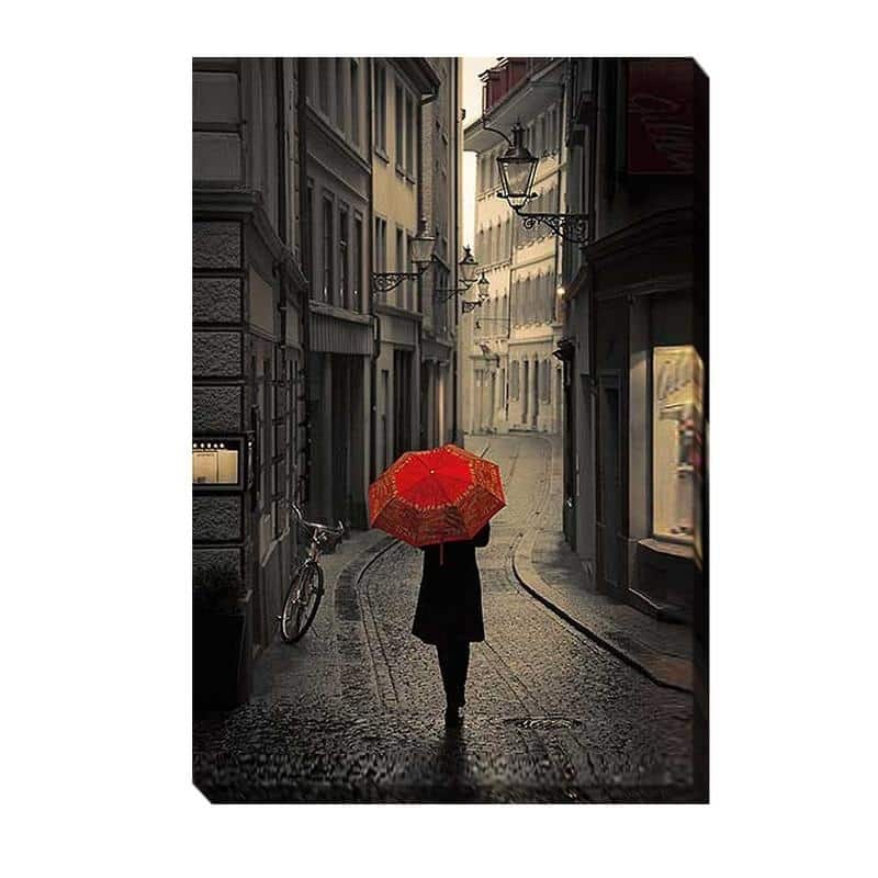 Red Rain by Stefano Corso Gallery Wrapped Canvas Giclee Art (18 in x 12 in, Ready to Hang)