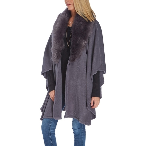 faux fur trimmed wraps shawls