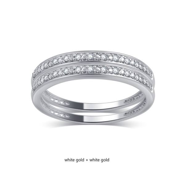 Dainty Modern Diamond Stackable Wedding Band in 10k White Gold