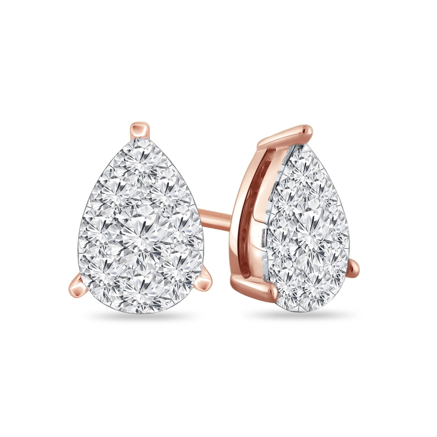 Shop 14k Gold Pear Shaped 3 4ct Tdw Pave Diamond Stud Earrings By