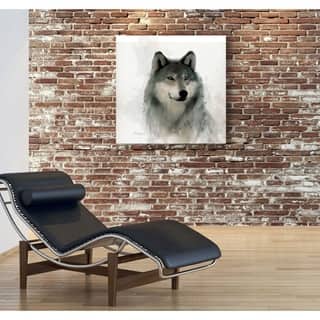 Rainsoft Wolf -Gallery Wrapped Canvas - yellow, blue, green, red, black, white