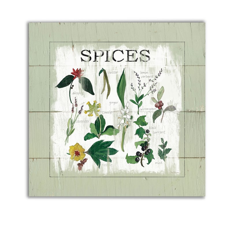 Shiplap Spices -Gallery Wrapped Canvas - yellow, blue, green, red, black, white