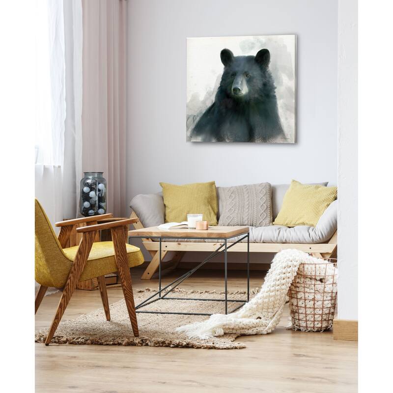 Rainsoft Bear -Gallery Wrapped Canvas - yellow, blue, green, red, black, white