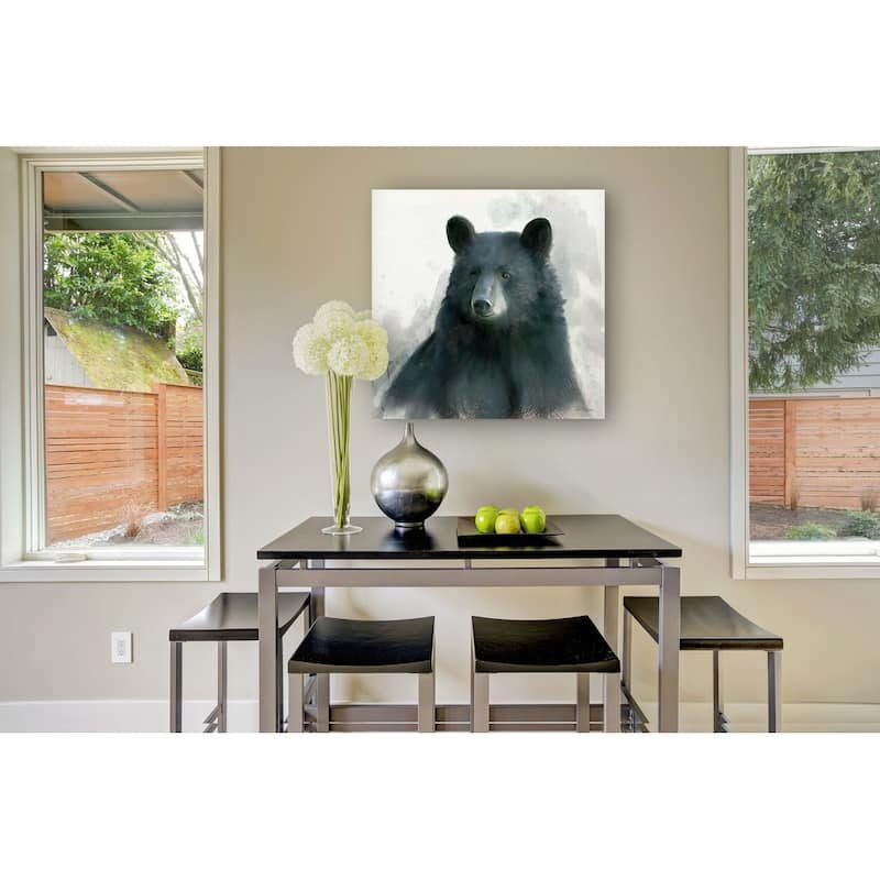 Rainsoft Bear -Gallery Wrapped Canvas - yellow, blue, green, red, black, white