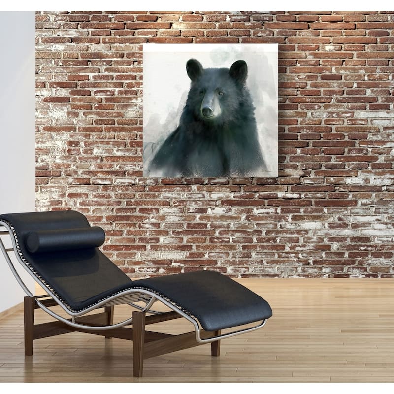 Rainsoft Bear -Gallery Wrapped Canvas - yellow, blue, green, red, black, white
