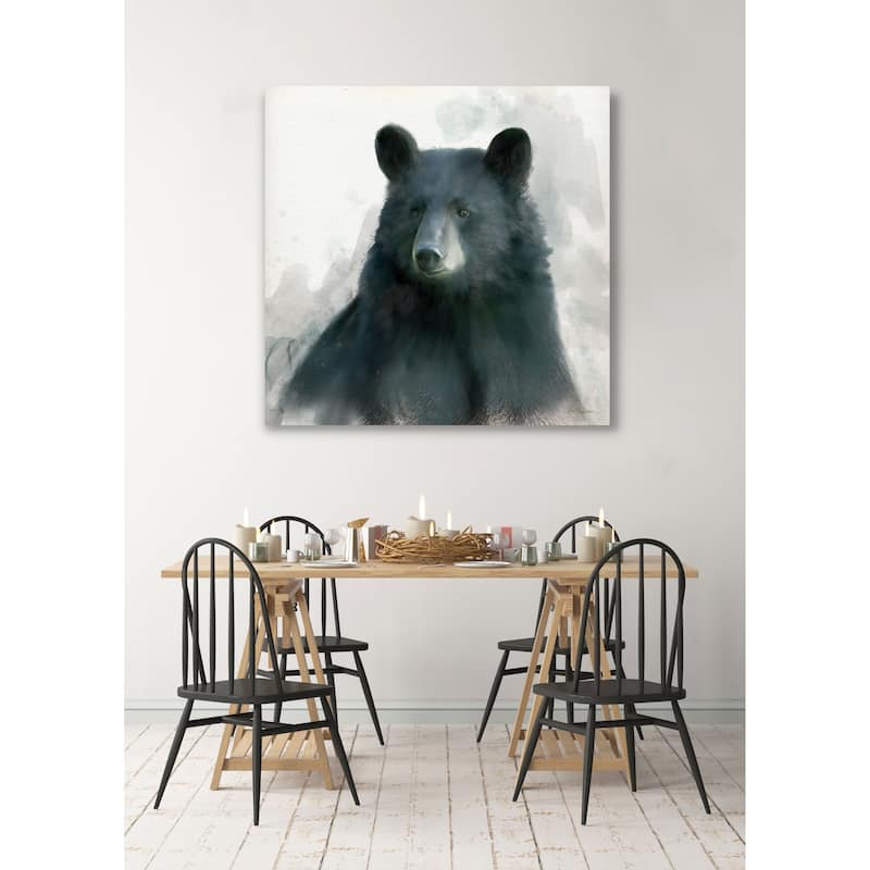 Rainsoft Bear -Gallery Wrapped Canvas - yellow, blue, green, red, black, white