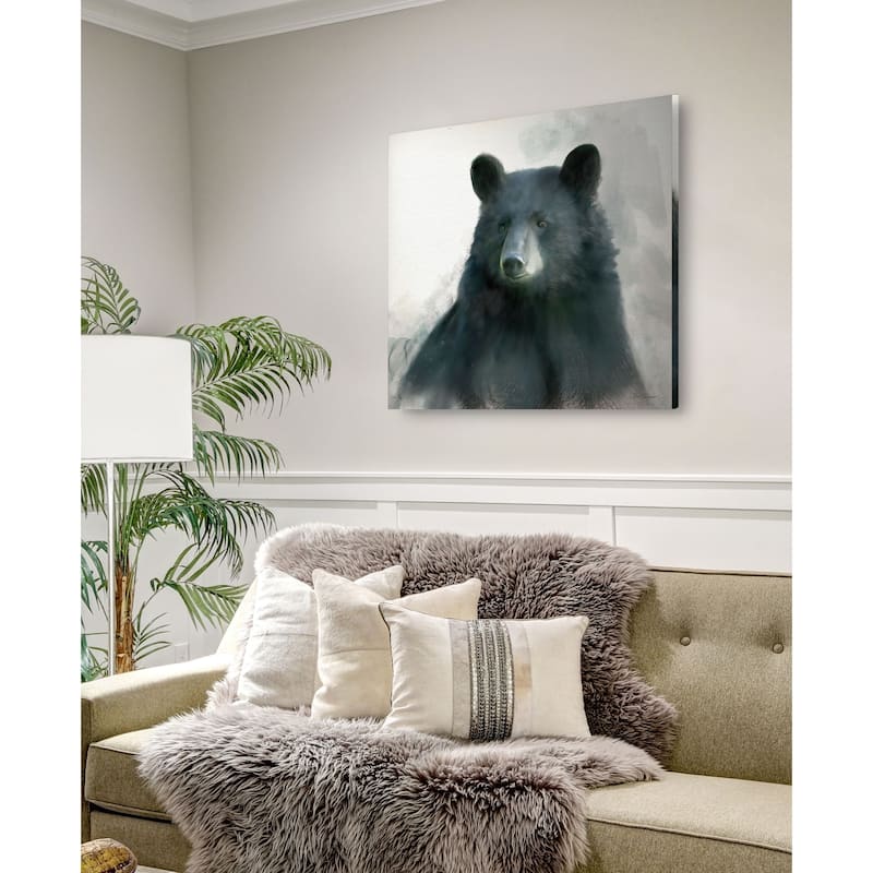 Rainsoft Bear -Gallery Wrapped Canvas - yellow, blue, green, red, black, white